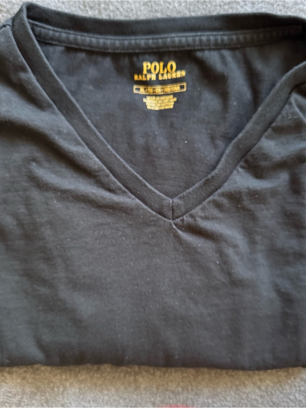 Polo by Ralph Lauren Black Tee with Yellow Logo Print